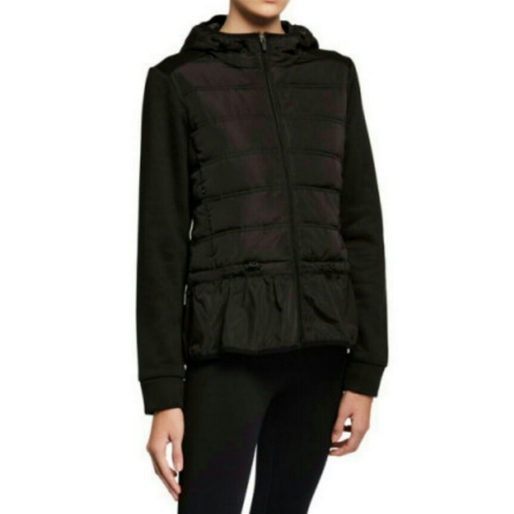 BCBGMaxAzria Jacket Puffer Hooded Zip Front Lightweight Fitted Black M NWT - Picture 3 of 15